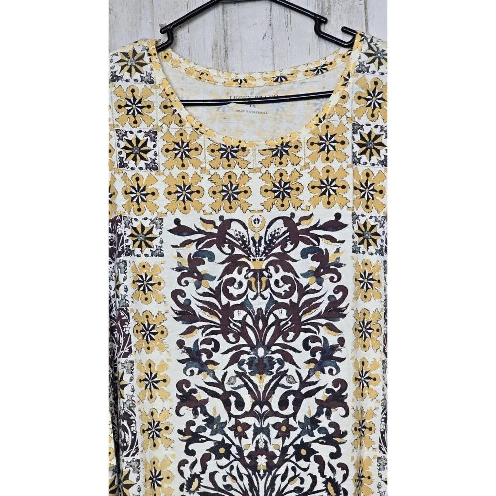 Lucky Brand 1X Women's Top Boho Bohemian XL Soft Cotton Blend - Picture 2 of 9